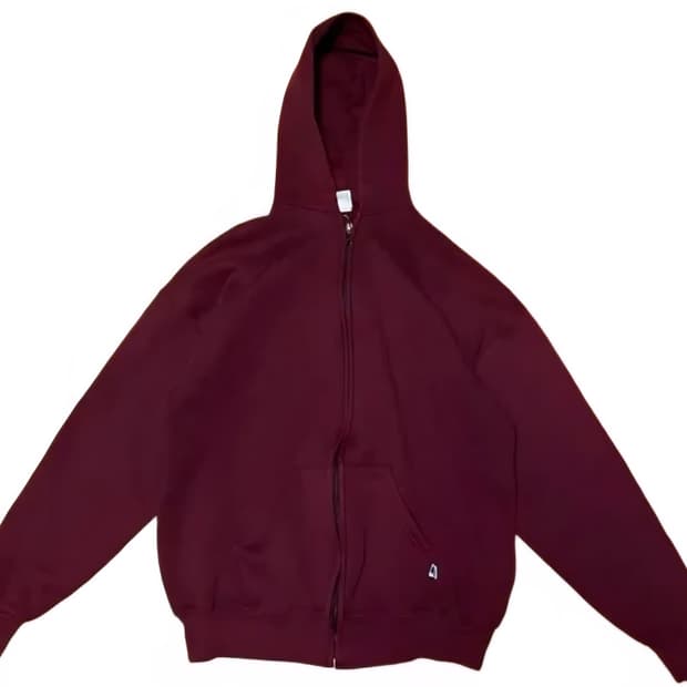 90s Russell Hoodie zip up Burgundy