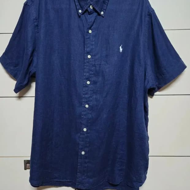 폴로 랄프로렌 신형 남성 네이비 린넨 반팔 셔츠