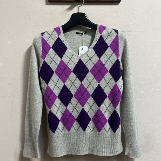 캐시미어 니트 아가일 패턴 니트