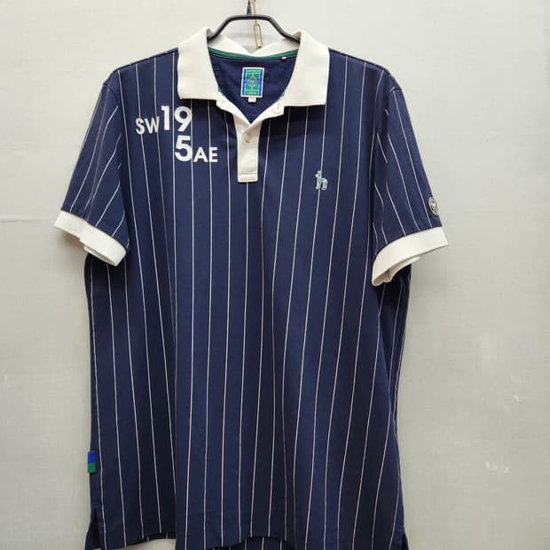 헤지스x윔블던 로고자수 스트라이프 반팔카라 110(XL)