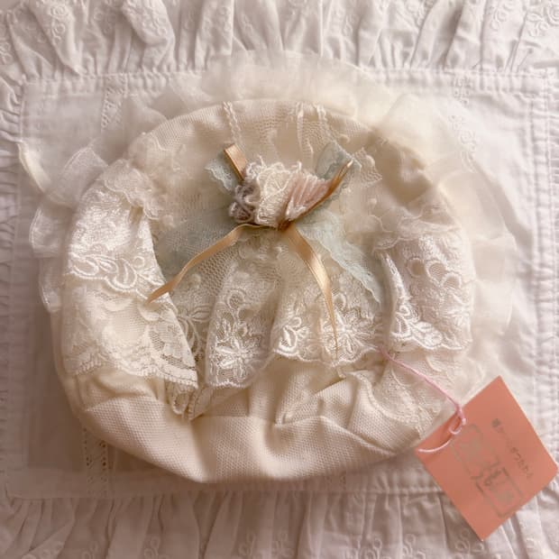 jpn 일본 빈티지 러블리 프릴 레이스 파우치