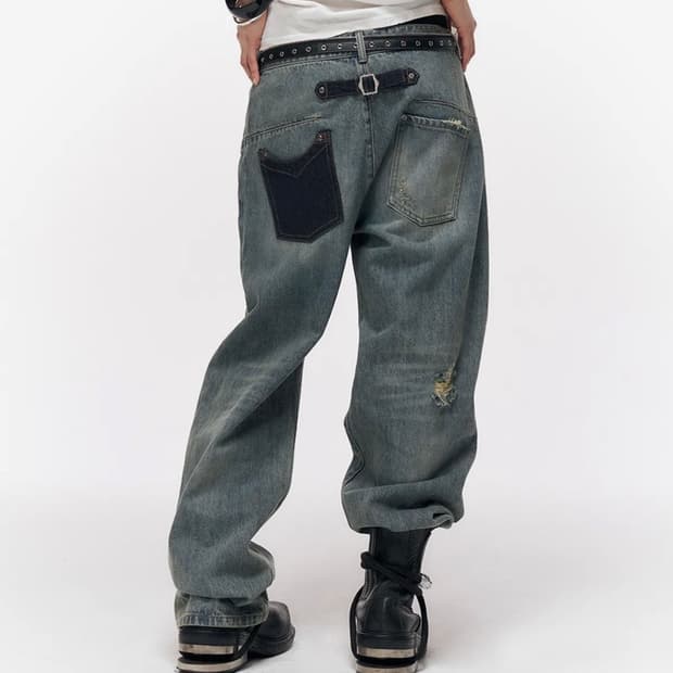 [정가 13.8] 스키즘인듀싱 WORN ENGINEERED JEANS