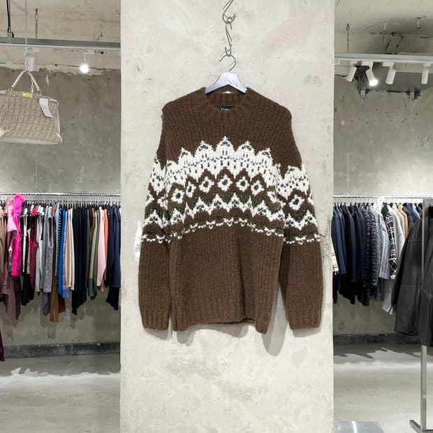 타임 옴므 22F/W 브라운 노르딕 알파카 울 스웨터