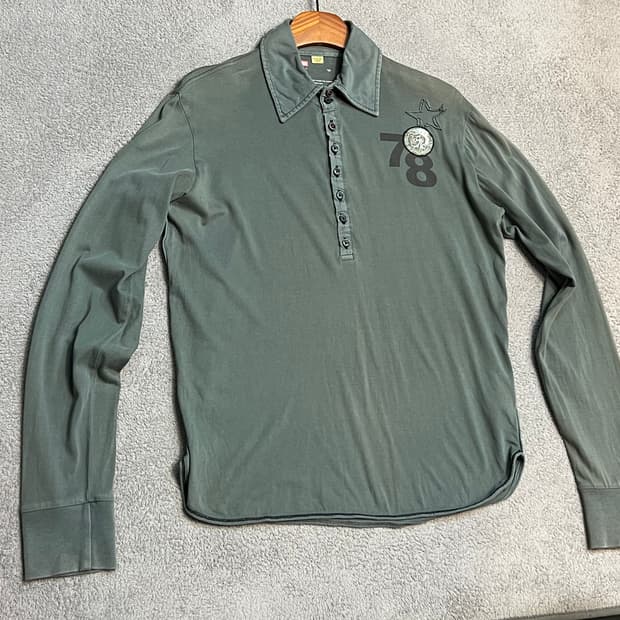 DIESEL 디젤 인디언 벡터로고 헨리넥 카라티셔츠