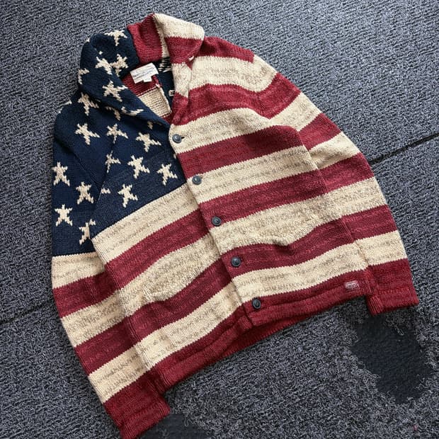 폴로 랄프로렌 데님 엔 서플라이 성조기 숄카라 니트 가디건 3775