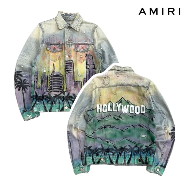 아미리 시티스케이프 디스트레스드 데님 자켓