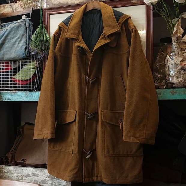 90s 프렌치 울 빈티지 더플 코트 브라운 XL