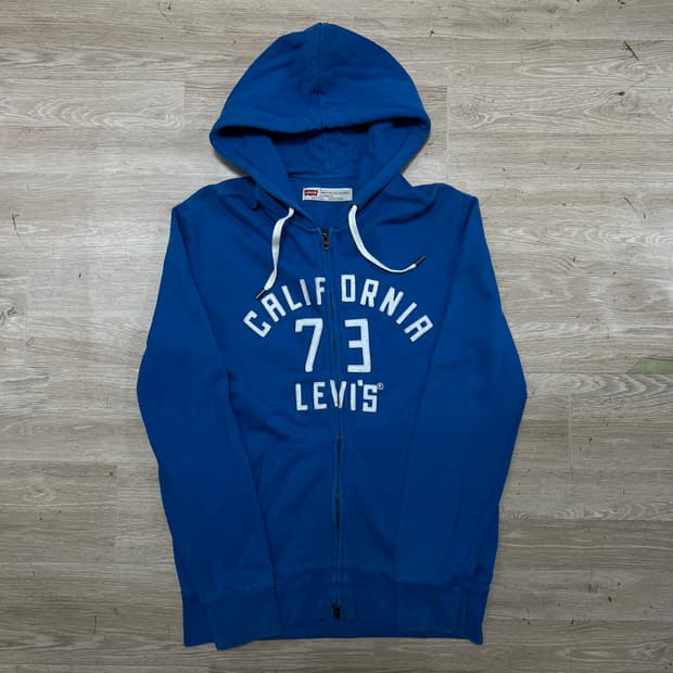 리바이스 캘리포니아 자수 빅로고 후드집업 [블루] M/95
