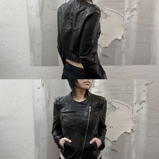 *blue pepe* sheepskin oblique cropped ja