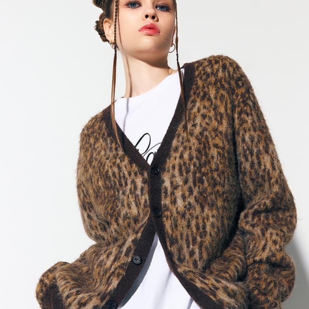 애즈이프캘리 레오파드 울가디건