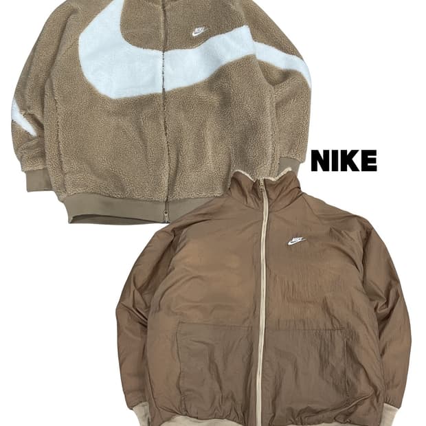 (3XL) 나이키 리버시블 빅 스우시 풀 집 자켓 헴프 화이트