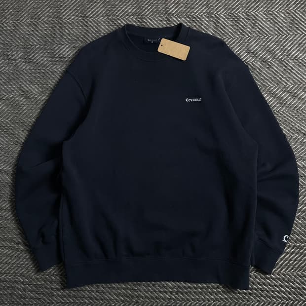 커버낫 스몰 자수로고 박시핏 스웻 맨투맨 네이비o 5030