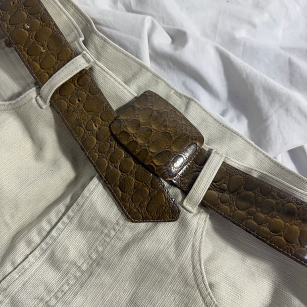 빈티지 파이톤 레더 벨트