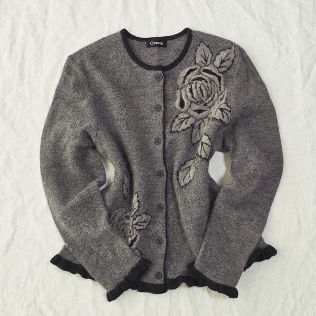 모리걸 할구미 프릴 니트 가디건 일본빈티지