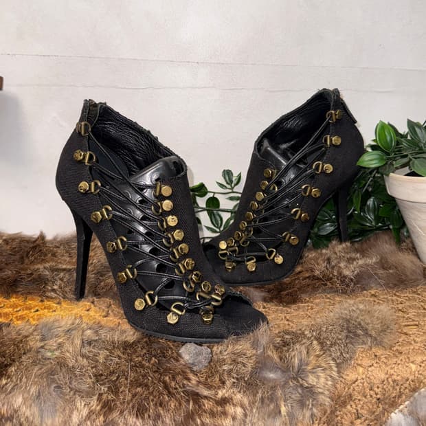 BALMAIN lace up sandal heels