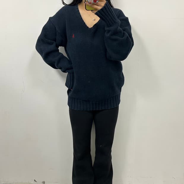 폴로 브이넥 니트[1637]