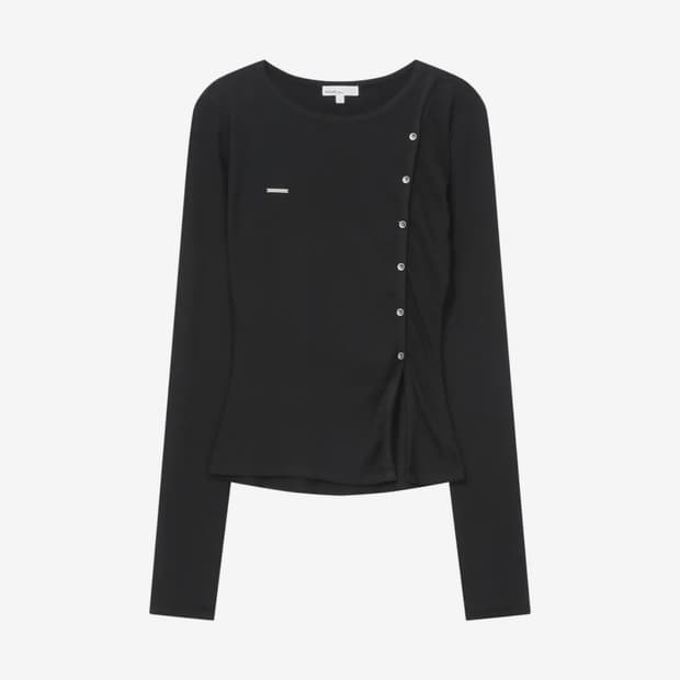 Unbalanced button long sleeves BLACK