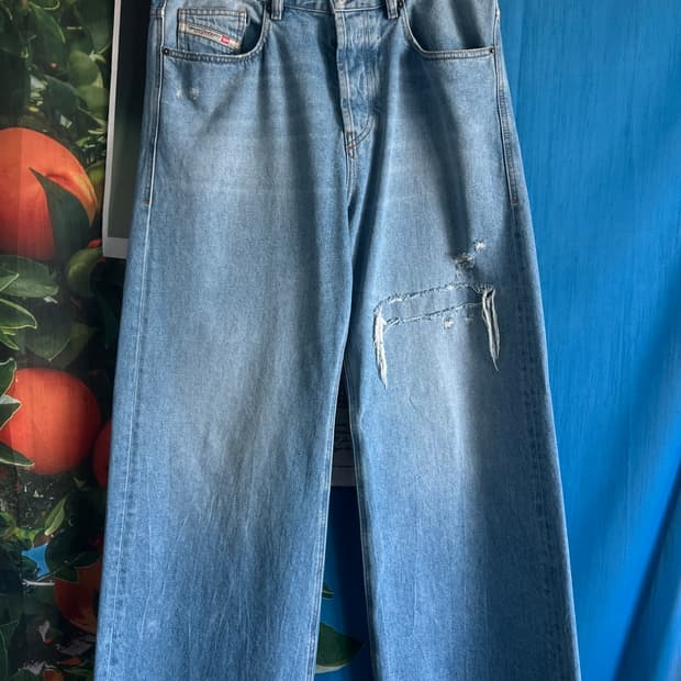 디젤 디스트레스드 와이드 데님 32