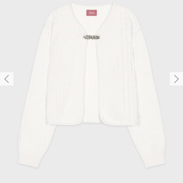 시눈 플라워 브로치 트위스트 가디건