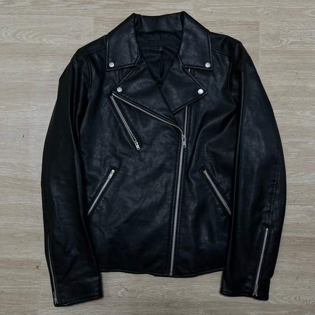 유니클로 레더 라이더 가죽 자켓 M/95