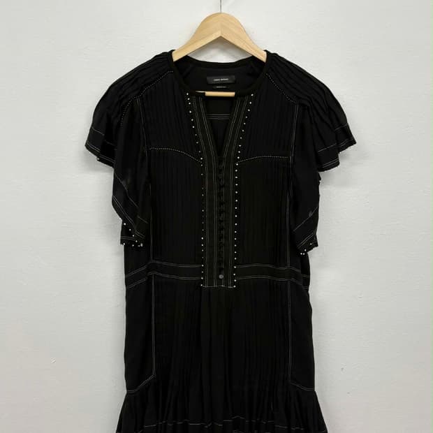 [36] 이자벨마랑 플리츠 크레이프 코튼 실크 미니 드레스