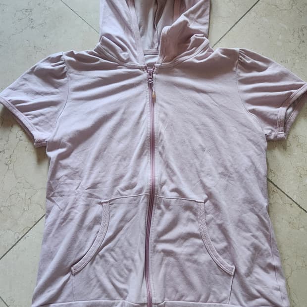 빈티지 데일리 갸루깔 딱붙핏 반팔 후드집업