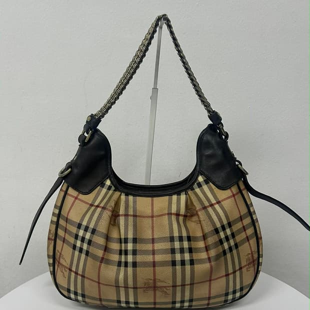버버리 노바체크 레더 체인 호보 숄더백 토트백
