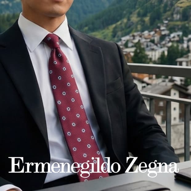 제냐 실크 레드 플라워 자카드 넥타이 8.9cm A+등급 K2500
