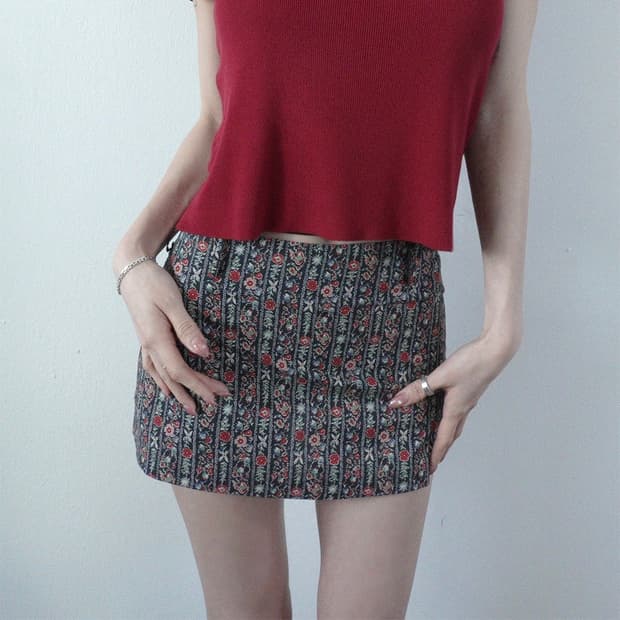 페일제이드 flower skirt 플라워 스커트 블랙 2 