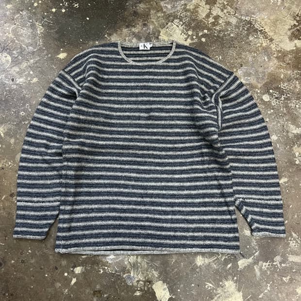 L) 재팬 캘빈클라인 스트라이프 니트 스웨터