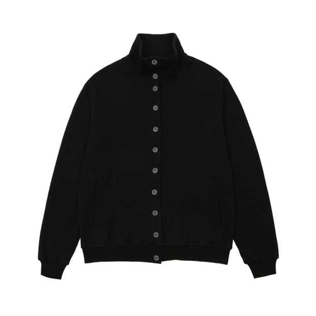 버터니 버튼 와플 집업 블랙 buttony 코이세이오