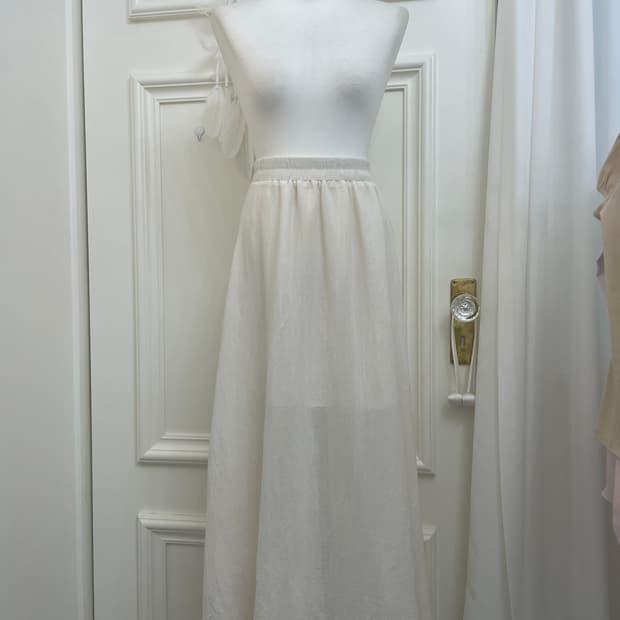 ivory basic summer banding long skirt