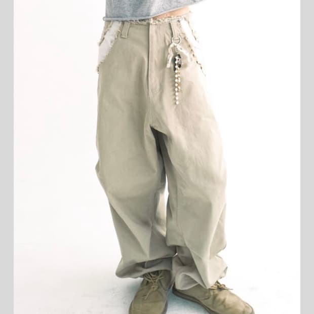 샵페어리 cut-off cotton maxi pants (sand bei