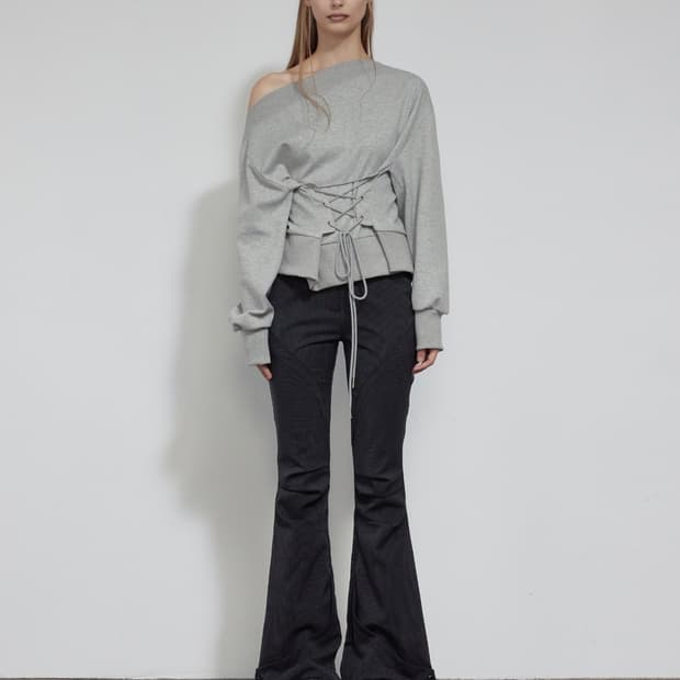 보헤미안서울 코르셋 스웻셔츠 멜란지그레이