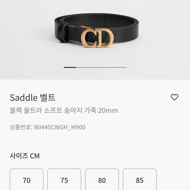 디올 CD 새들 벨트 80, 20mm