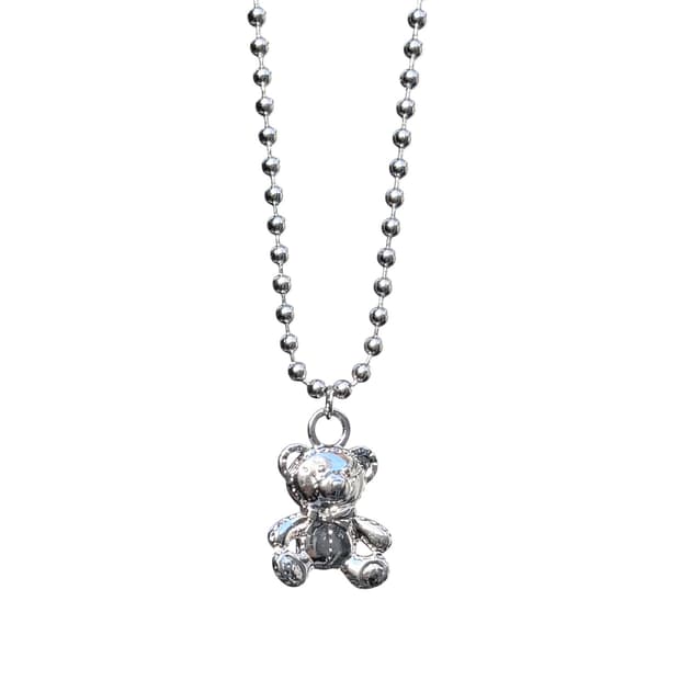 silver teddy necklace