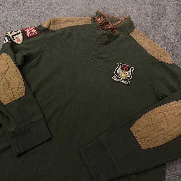 [정품/XL] 폴로랄프로렌 밀리터리 패치워크 롱슬리브 럭비티