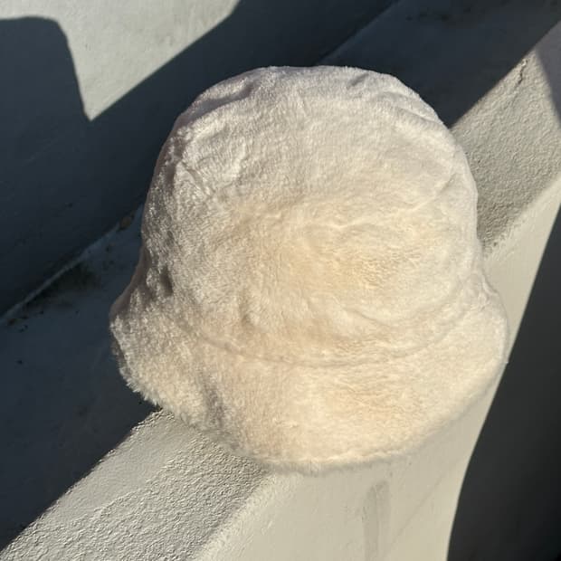 [M] 빈티지 플리스 아이보리 버킷햇 모자