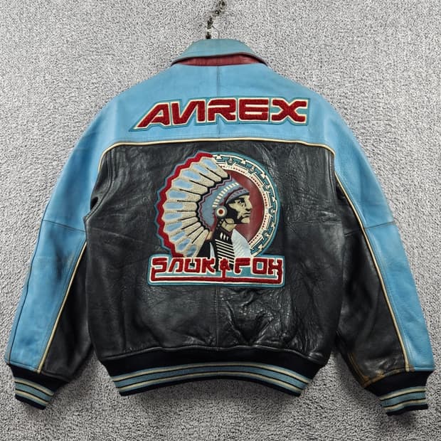 90's 아비렉스 스넉&폭스 인디언컨트리 가죽 자켓 (M) / 10976