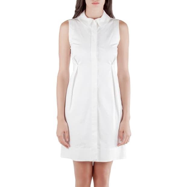 질샌더 슬리브리스 셔츠 원피스