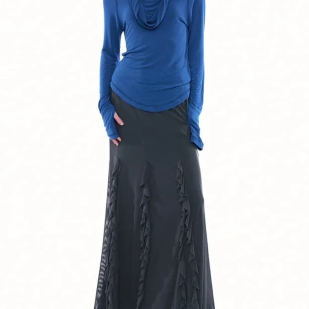 파르티맨토 맥시 차콜 스커트