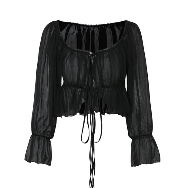 페인오어플레져 MERMAID SHEER CARDIGAN black