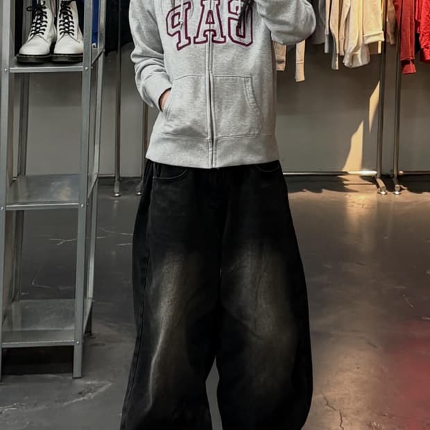 갭 로고 그레이 후드집업 A3695