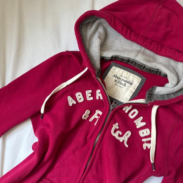 Abecrombie &fitch burgundy pink 슬림핏 후드집업