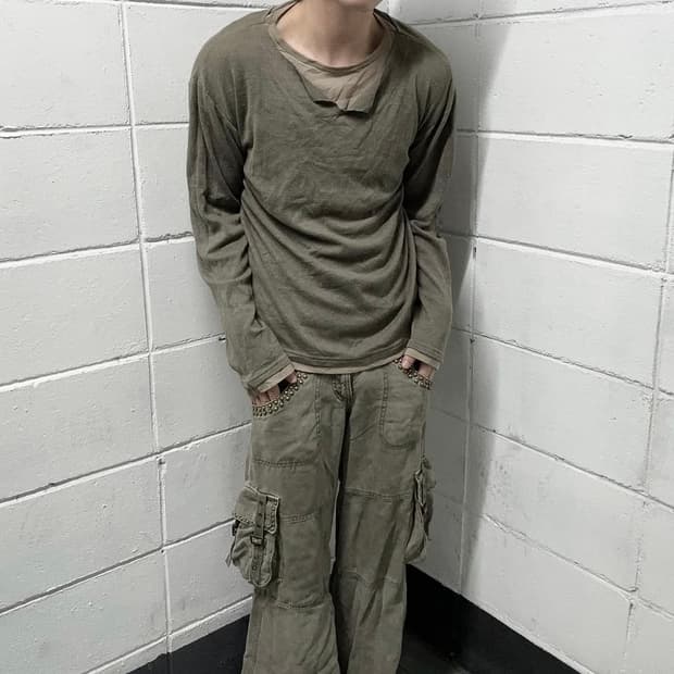 khaki layered grunge longsleeve 