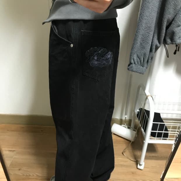 스웨이드 블랙팬츠