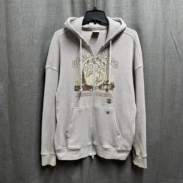 [오버핏] 애드오프(ADDOFF) 베어 그래픽 와플 후드 집업