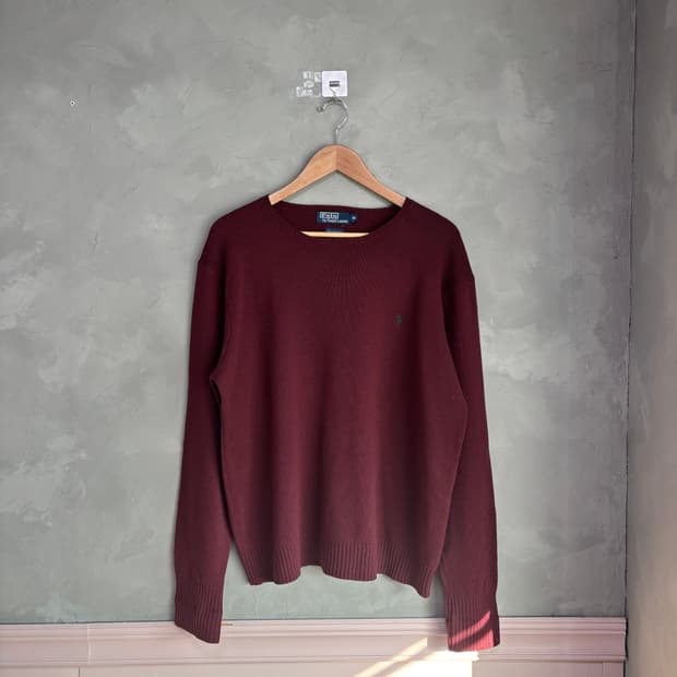 폴로 랄프로렌 램스울 라운드넥 니트 버건디