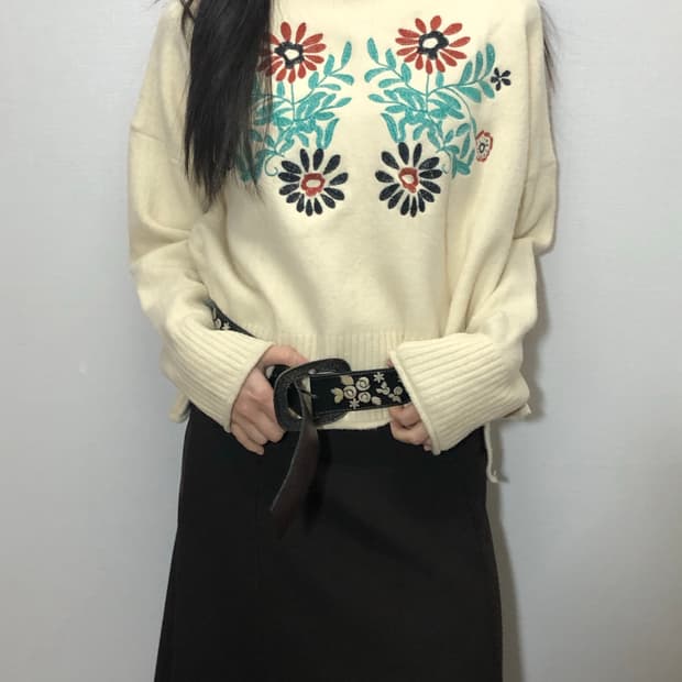 빈티지 아이보리 히피 니트