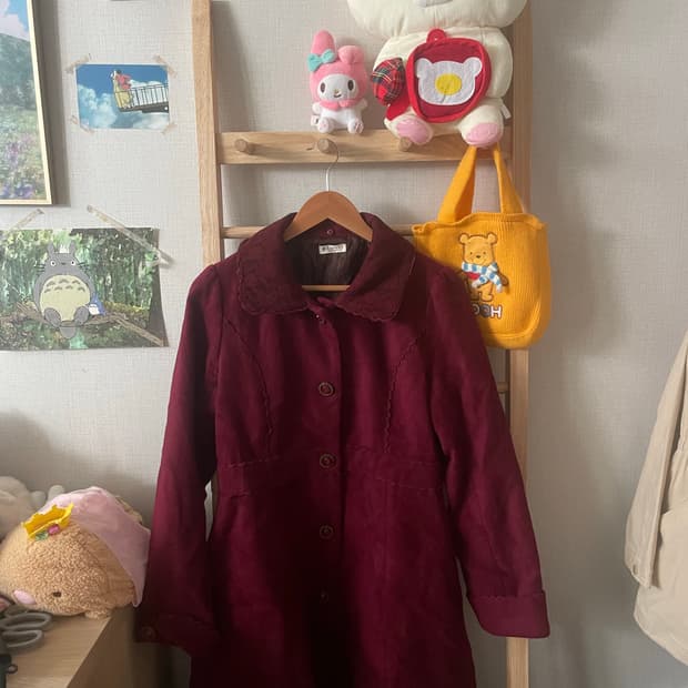 모리걸 빈티지 엑시즈팜 레드 롱 코트